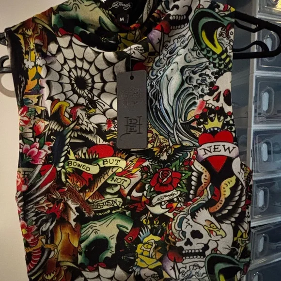 Ed Hardy Multicolor Graphic mesh with lining top and skirt - Picture 4 of 5